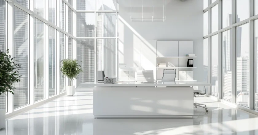 Les meubles de bureau design en blanc laqué pour un espace moderne