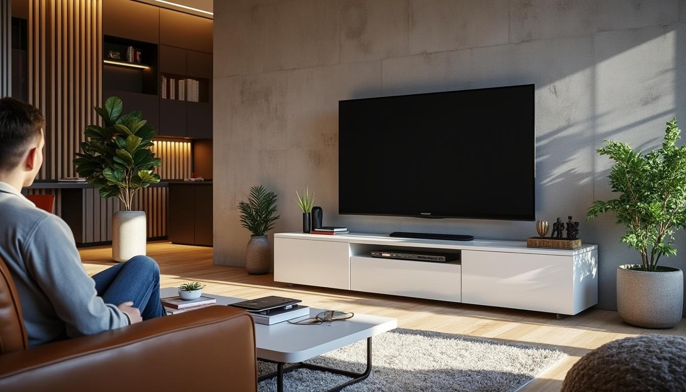 découvrez les nombreux avantages du meuble tv kikua de 130 cm en blanc brillant. alliant élégance et fonctionnalité, ce meuble s'intègre parfaitement dans votre décoration intérieure, apportant une touche moderne tout en optimisant l'espace. idéal pour ranger vos équipements multimédias, le kikua est le choix parfait pour sublimer votre salon.