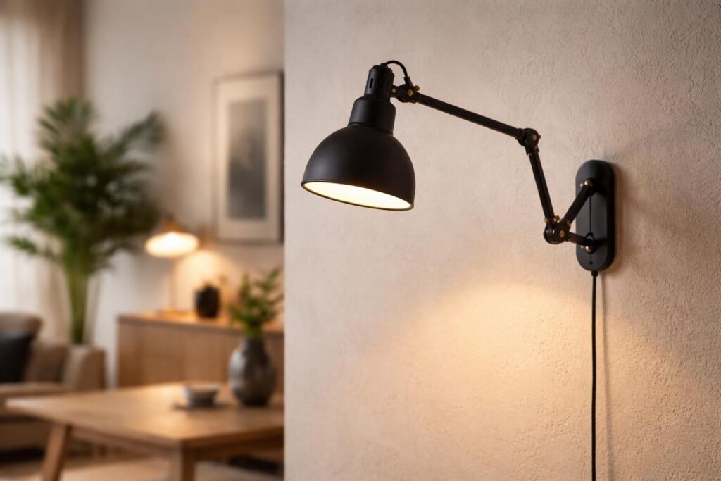 découvrez notre applique noire à bras articulé, un luminaire flexible et design qui s'adapte parfaitement à votre intérieur pour un éclairage optimal et stylé.