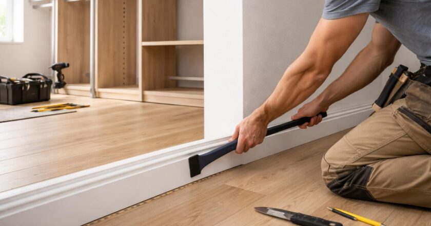 Comment enlever une plinthe proprement pour installer un dressing mural