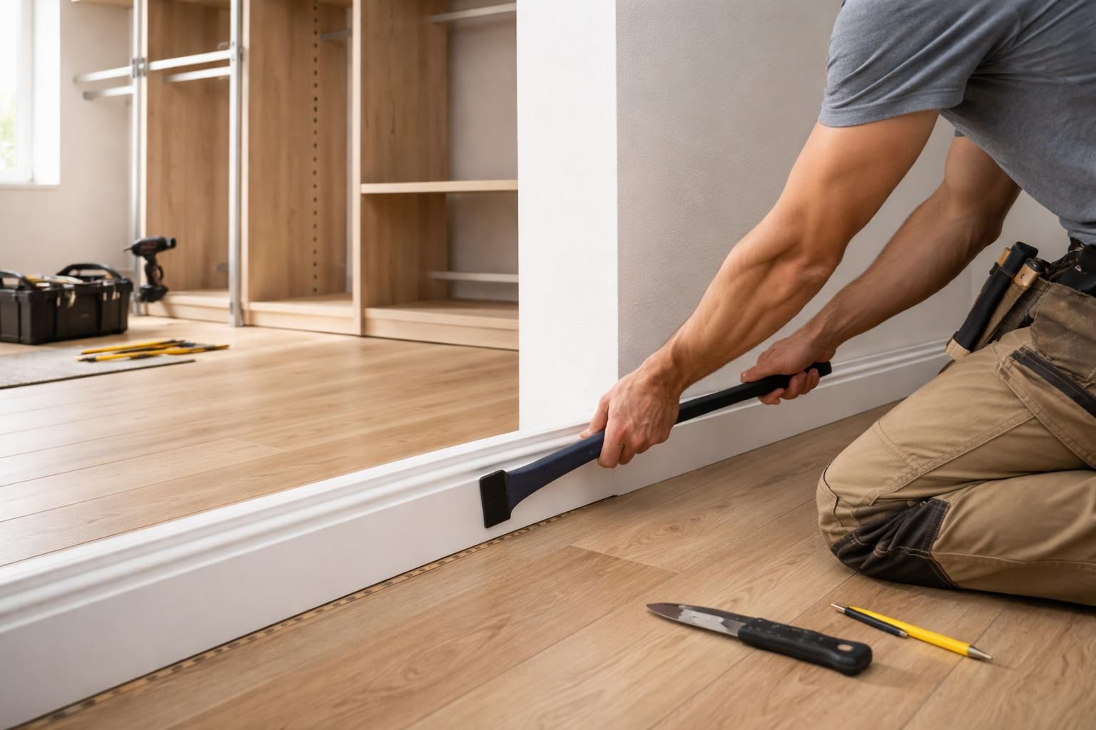 découvrez comment enlever une plinthe proprement pour installer un dressing mural, avec des conseils pratiques et des étapes faciles à suivre.