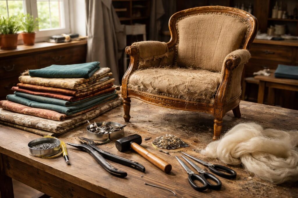 découvrez tout le matériel essentiel pour retapisser un fauteuil comme un professionnel et transformez votre mobilier avec des conseils pratiques et faciles à suivre.