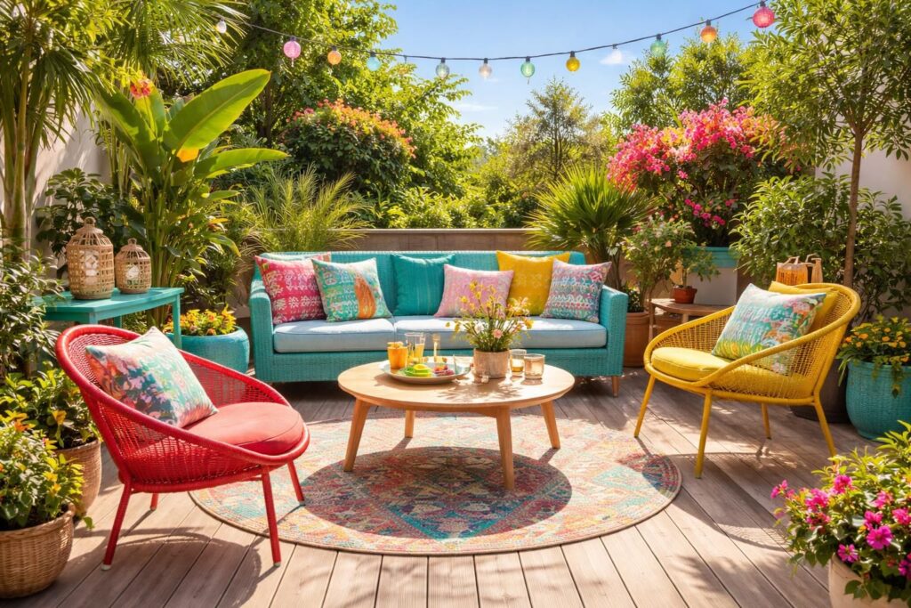 découvrez notre salon de jardin coloré pour dynamiser votre terrasse sans vous ruiner. ambiance joyeuse et prix mini garantis pour un extérieur convivial et tendance.
