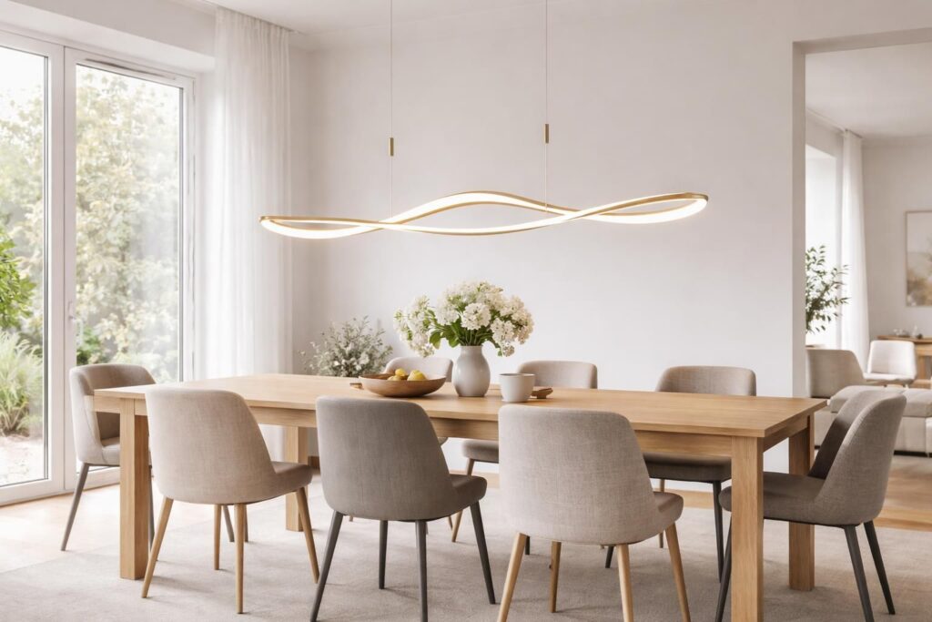 découvrez notre suspension led réglable en hauteur, l'élément design parfait pour illuminer et sublimer votre salle à manger avec style et modernité.