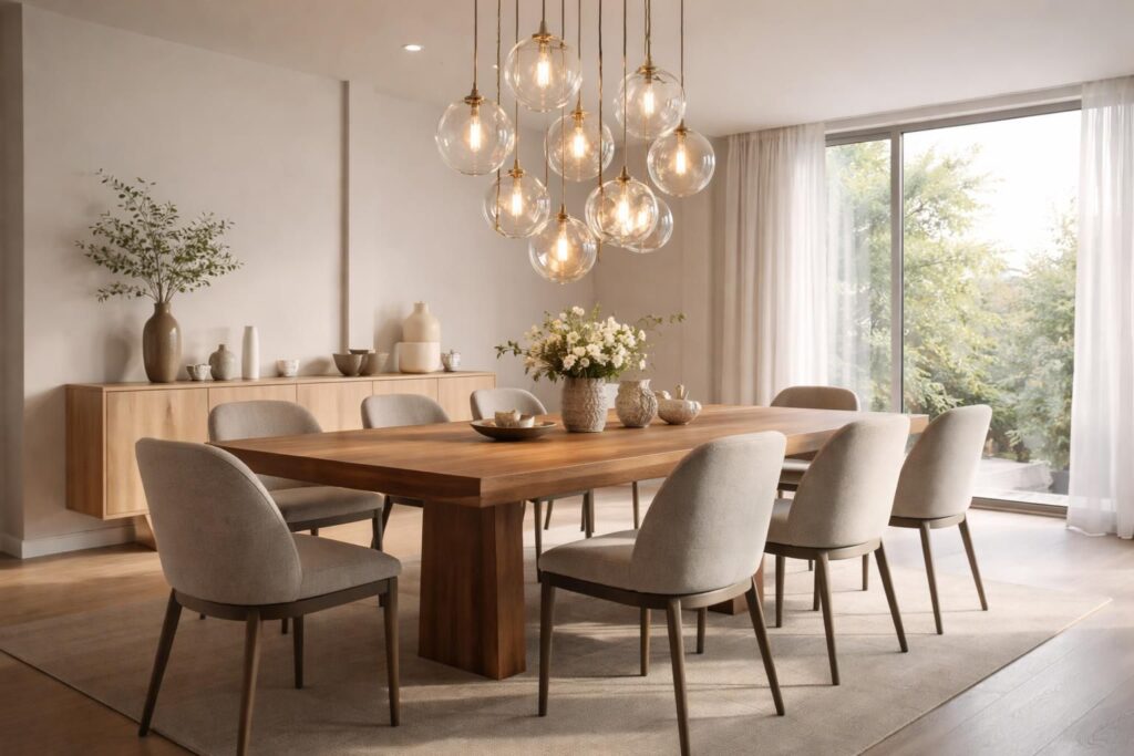 découvrez nos conseils pour choisir la suspension idéale pour votre salle à manger et sublimer l'éclairage de votre table.