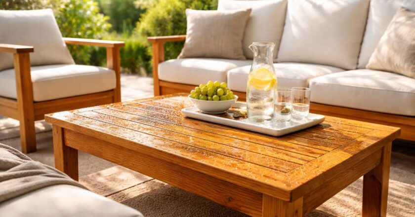 Vernis pour salon de jardin en teck : protéger votre bois des UV et de l’eau