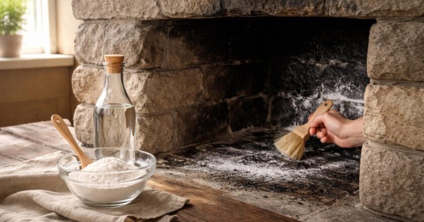 Nettoyer une cheminée en pierre : les produits naturels pour enlever la suie