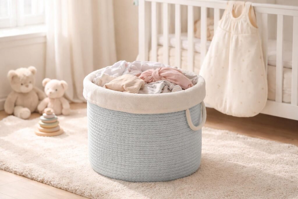 découvrez notre panier à linge sale bébé alliant praticité et douceur, idéal pour garder la nurserie propre et organisée tout en préservant un environnement confortable pour votre tout-petit.