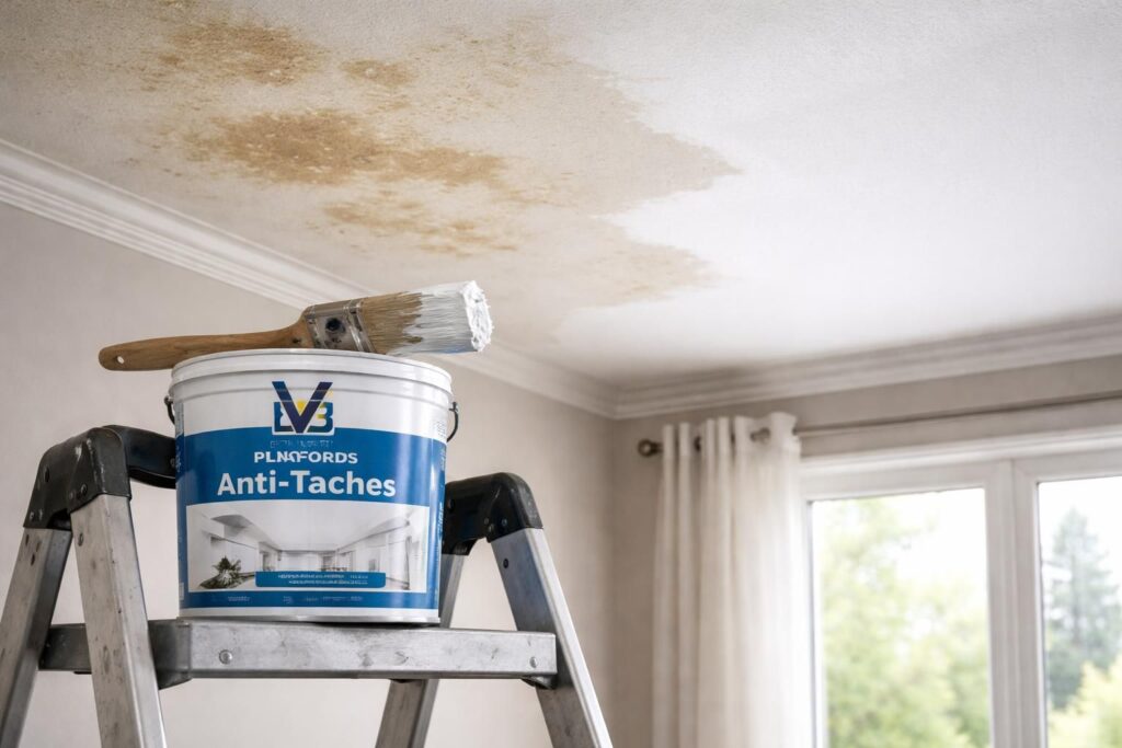 découvrez quelle peinture v33 choisir pour masquer efficacement les auréoles sur un plafond taché et redonnez-lui un aspect propre et uniforme.