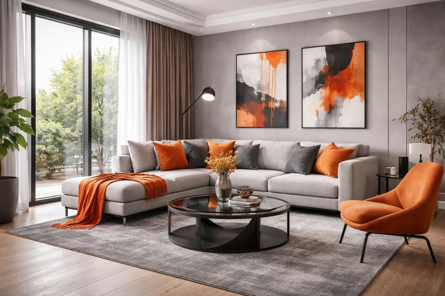 découvrez comment associer le gris et l'orange pour un salon moderne et chic, alliant audace et élégance dans votre décoration intérieure.