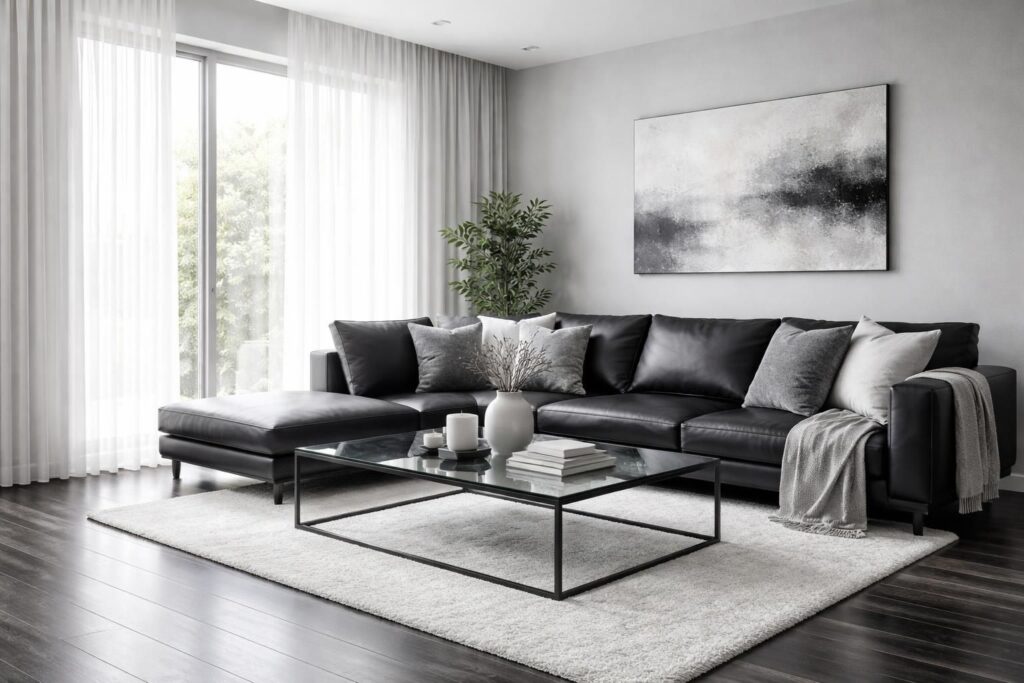 découvrez comment réussir un salon moderne aux nuances noir, gris et blanc grâce à nos astuces pour un dégradé de couleurs élégant et harmonieux.