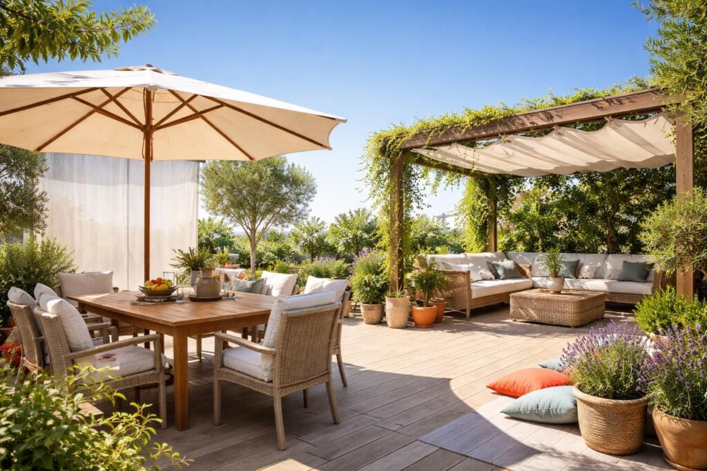 découvrez des solutions efficaces pour protéger votre terrasse plein sud de la chaleur et profiter pleinement de vos espaces extérieurs même en été.