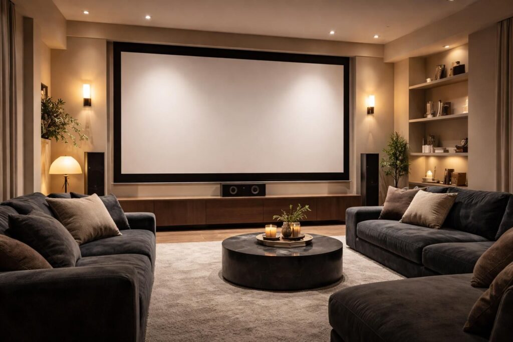 découvrez comment intégrer un écran de projection dans votre déco intérieure pour créer un coin cinéma convivial et élégant chez vous.