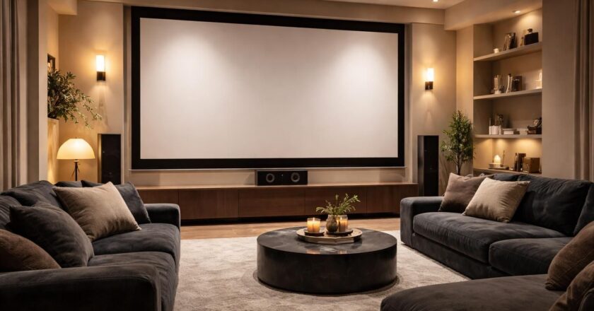 Coin cinéma : intégrer un écran de projection dans une déco intérieure
