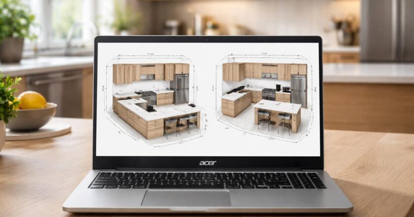 Cuisine : comparer implantations et dimensions sur PC portable Acer