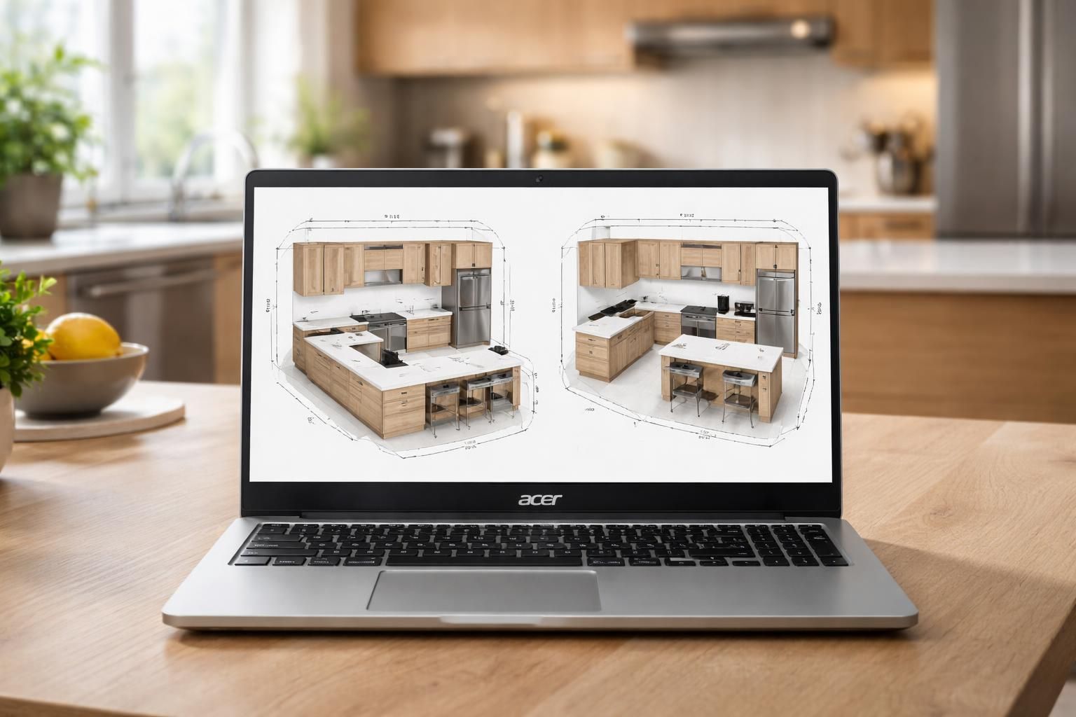 comparez facilement les différentes implantations et dimensions de cuisines sur votre pc portable acer pour trouver la configuration idéale.
