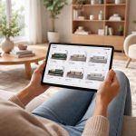 Shopping déco : comparer meubles et dimensions sur tablette Samsung Galaxy