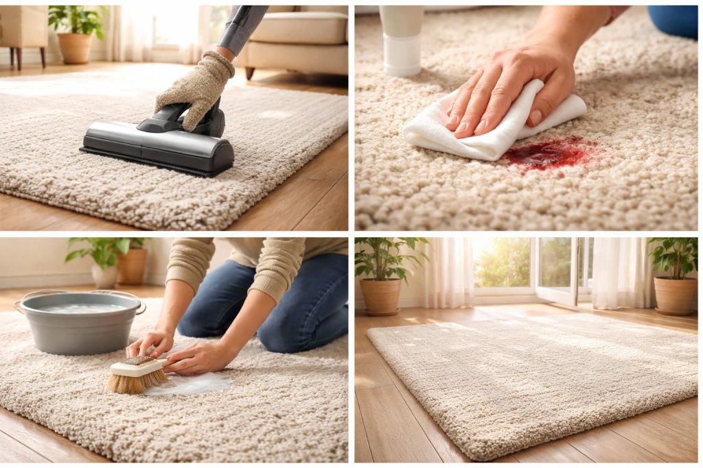 découvrez nos conseils pratiques pour l'entretien de votre tapis en laine : aspiration efficace, détachage facile et séchage optimal pour préserver sa beauté et sa durabilité.