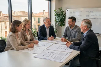 Réunion de copropriétaires autour d'un plan de rénovation globale en Occitanie